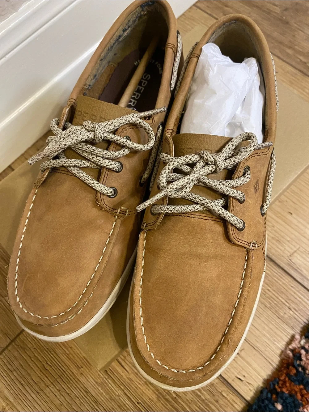 Like New Sperry Big Boy Brown Leather Boat Shoes Size 7M worn once